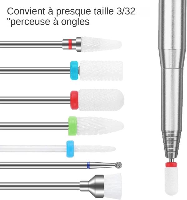 7 Embouts professionnels à ongles en tungstène acier et céramique – Image 4